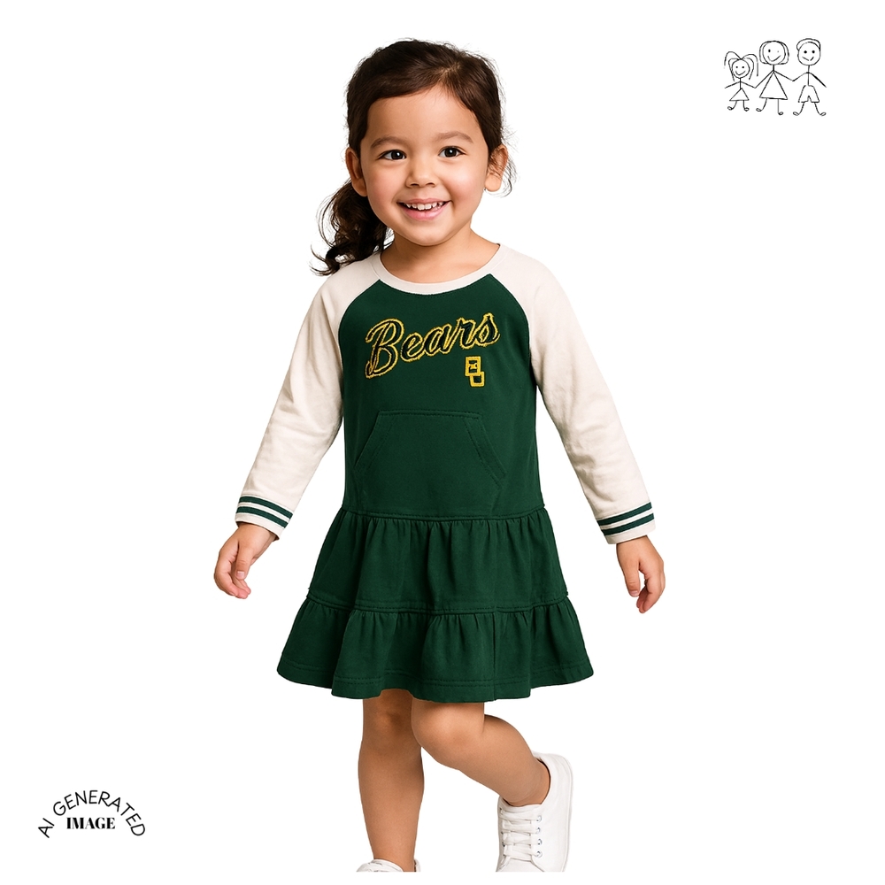 Stylish Green and Cream Kids Dress